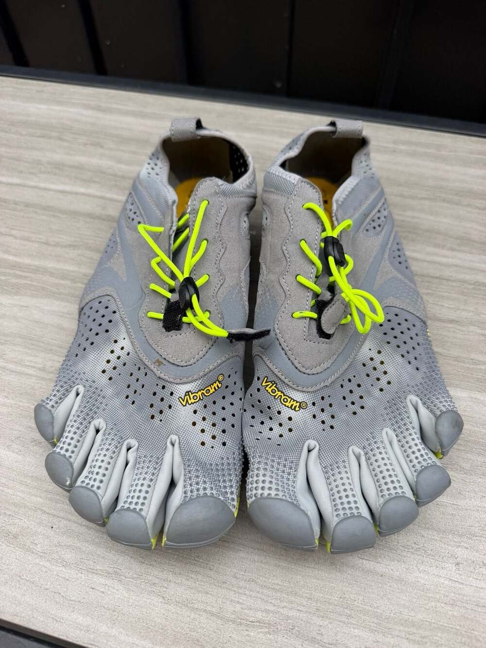 Vibram FiveFingers V-Run Men's Gray Yellow Running Shoes Size US 11-11.5 EU 45